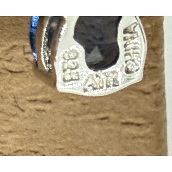 Vintage A.T.R. Jewelry 925 Sterling Silver Signed Tear Drop Earrings Blue Stone - Picture 11 of 12